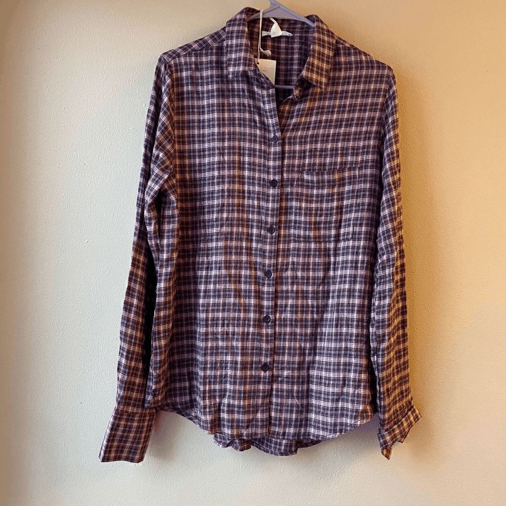 Beach Lunch Lounge Whitney Button Up Shirt in Red Pear Size Medium